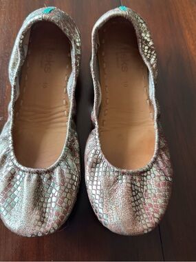 Tieks Wild Copper Full Grain Leather Ballet Flats Size 10 Blue Soles Comfy